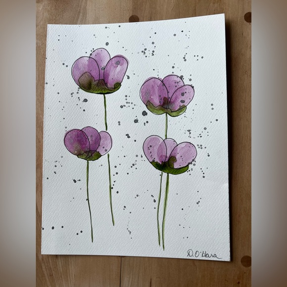 Beautiful Handpainted abstract watercolour flowers - Picture 1 of 1